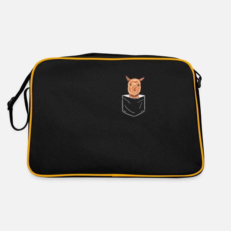 Alpaka Llama - Retro Tasche - Schwarz/Gold