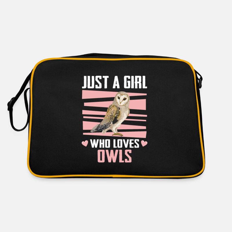 Eule Vogel Tier Eulen - Retro Tasche - Schwarz/Gold