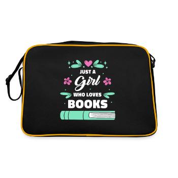 Bücher Buch lesen Bücherei Bibliothek Bücherwurm - Retro Tasche - Schwarz/Gold - Hinten