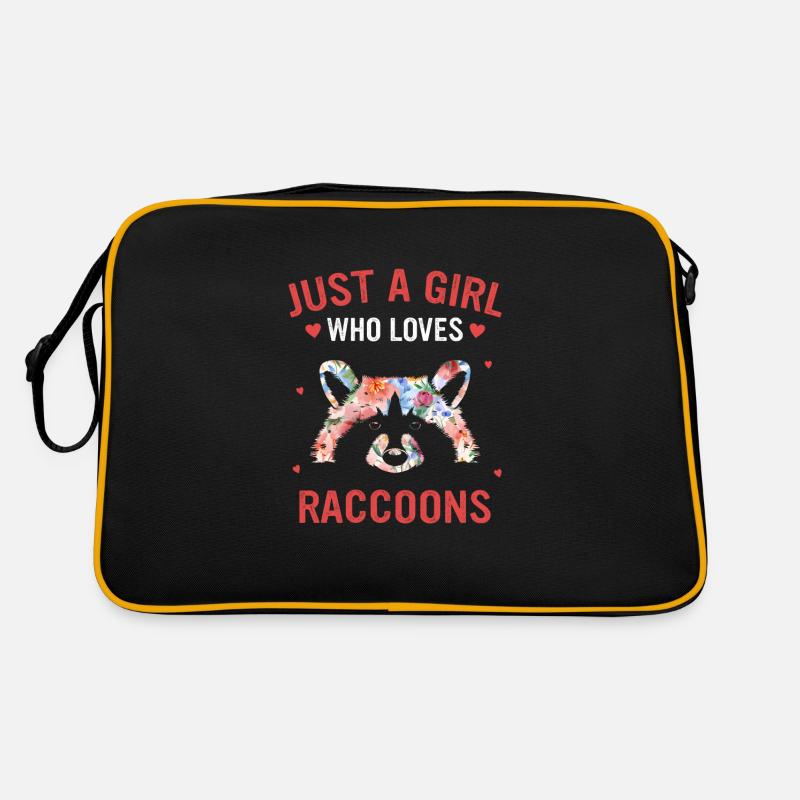 Waschbär - Retro Tasche - Schwarz/Gold