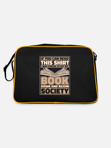 Bücher Buch lesen Bücherei Bibliothek Bücherwurm - Retro Tasche - Schwarz/Gold