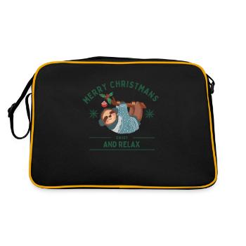 Merry Christmas and relax / Weihnachten Faultier - Retro Bag - black/gold - Back