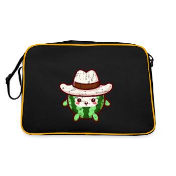 Mignon melon d’eau avec chapeau de cow-boy dans le style kawaii - Sac Retro - noir/or - Dos