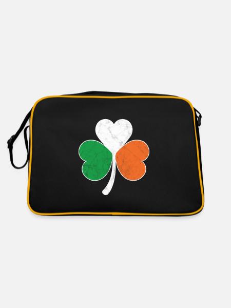 Trèfle du drapeau irlandais - Sac Retro - noir/or - Dos