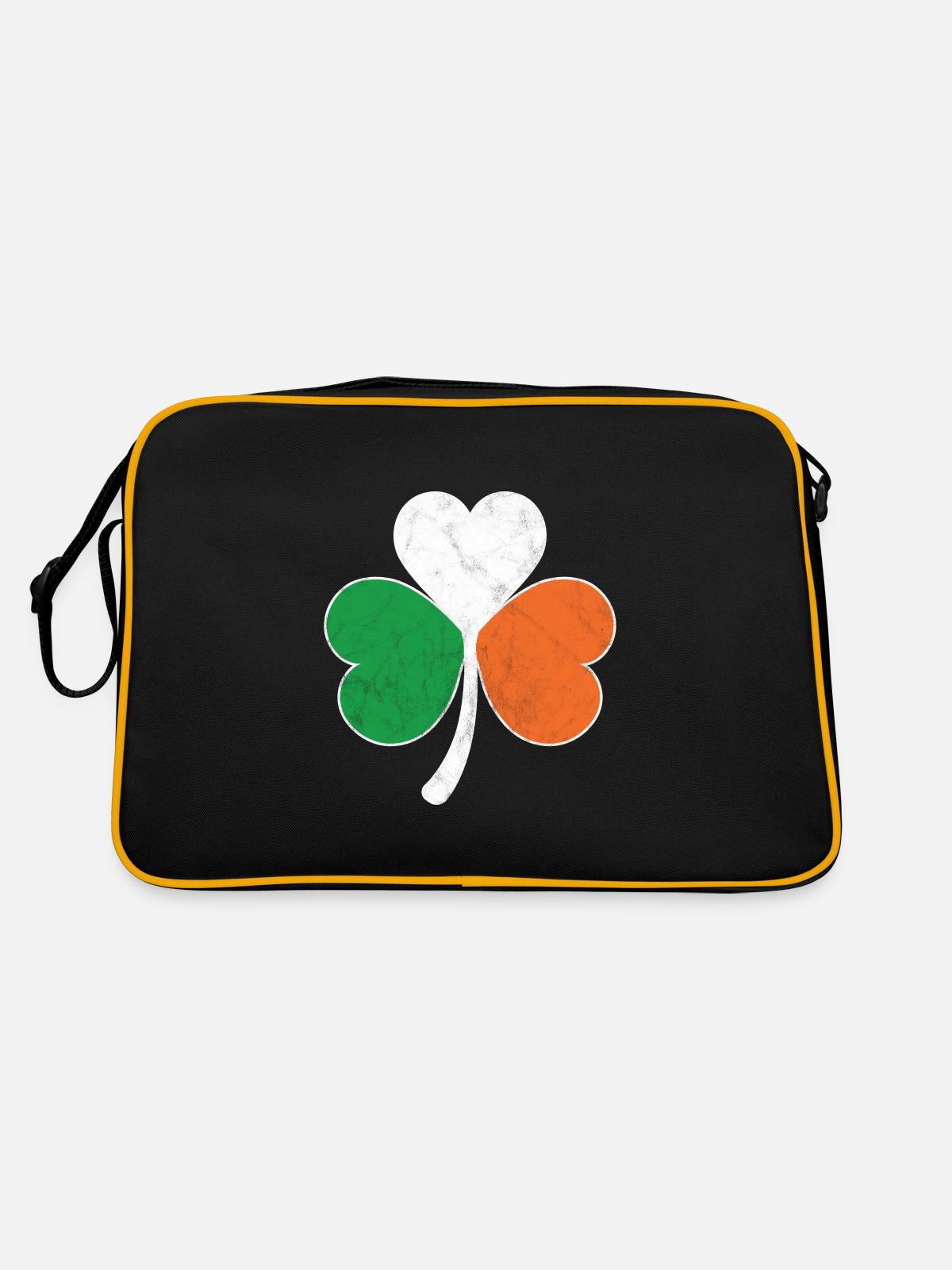 Trèfle du drapeau irlandais - Sac Retro - noir/or - Dos