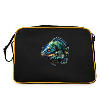 fish,sequins,metallic,gold - Retro Bag - black/gold - Back