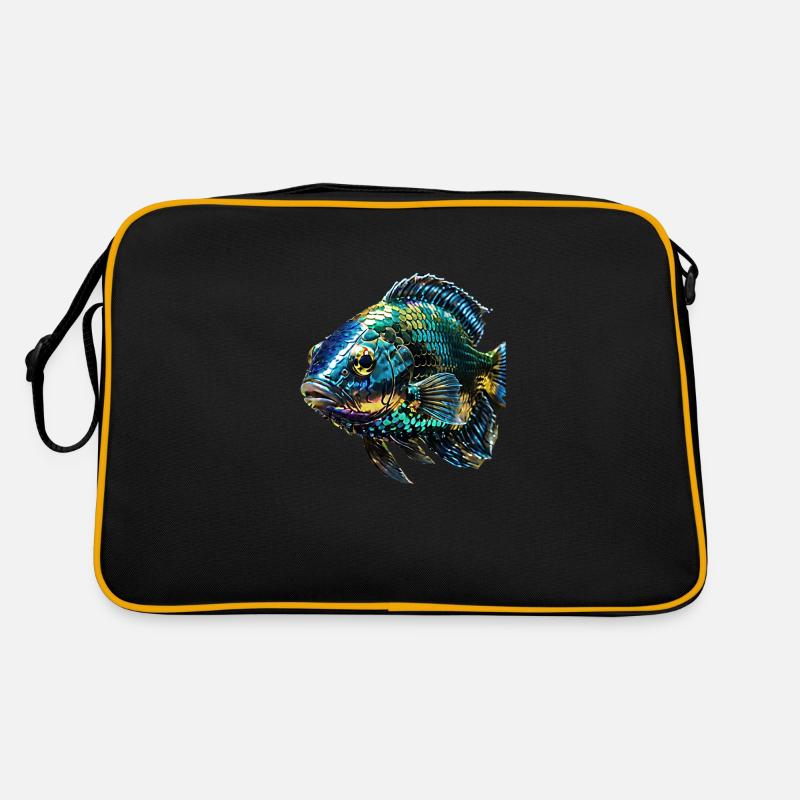 fish,sequins,metallic,gold Retro Bag
