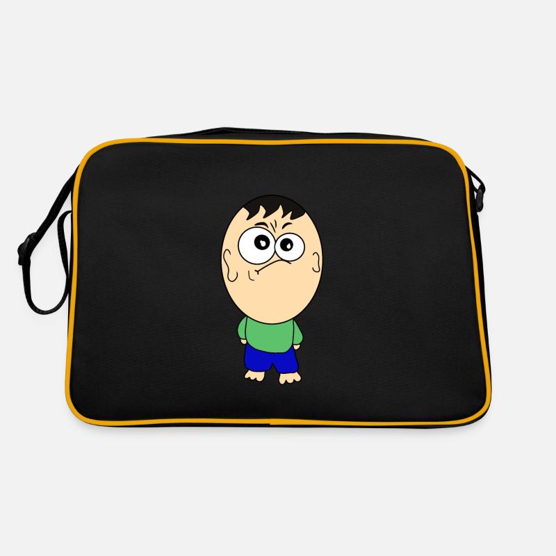 Lustige Bilder mit riesen Kopf - Retro Tasche - Schwarz/Gold