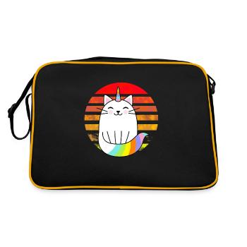 Coucher de soleil arc-en-ciel chat licorne - Sac Retro - noir/or - Dos