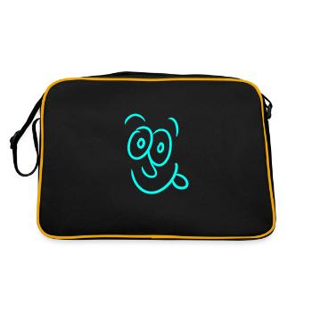 Lustiges Gesicht - Retro Tasche - Schwarz/Gold - Hinten