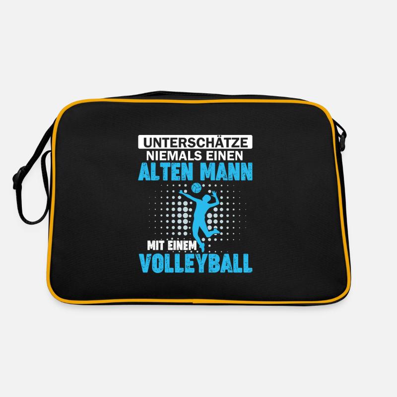 alter Mann mit einem Volleyball - Retro Tasche - Schwarz/Gold