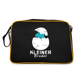 Kleiner Bruder Dinosaurier - Retro Tasche - Schwarz/Gold - Hinten