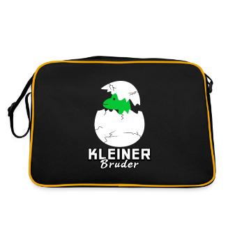 Kleiner Bruder Dinosaurier - Retro Tasche - Schwarz/Gold - Hinten