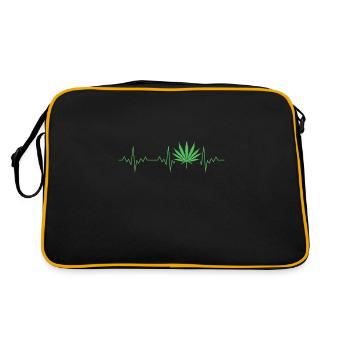 Cannabis heartbeat hemp hemp leaf - Retro Bag - black/gold - Back