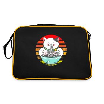 Chinesische Katze Chinesische Nudeln - Retro Tasche - Schwarz/Gold - Hinten