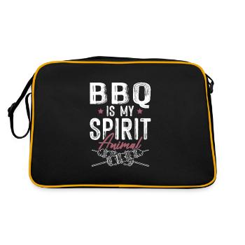 BBQ Grillen Spruch - Retro Tasche - Schwarz/Gold - Hinten