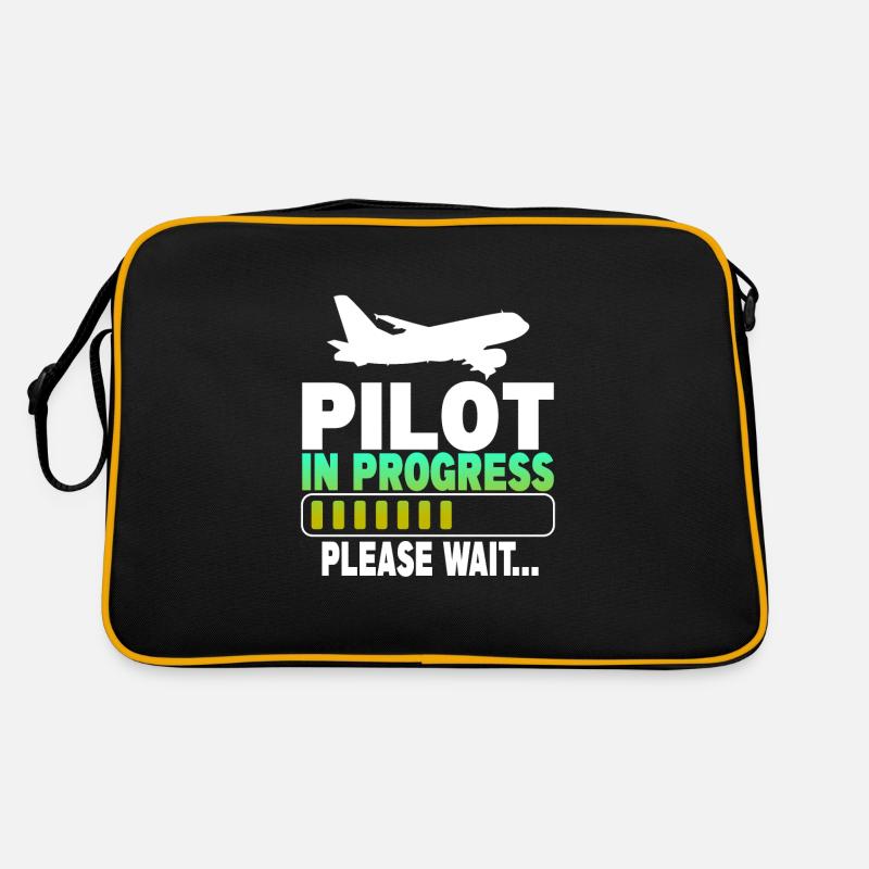 Pilot In Progress Please Wait - Retro Tasche - Schwarz/Gold
