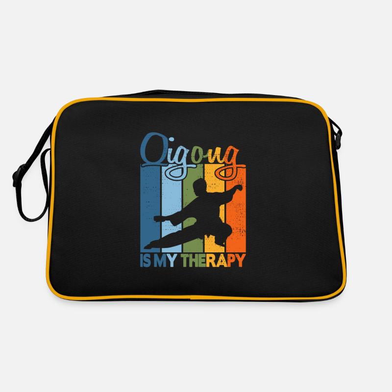 Qigong is my Therapy - Retro Tasche - Schwarz/Gold