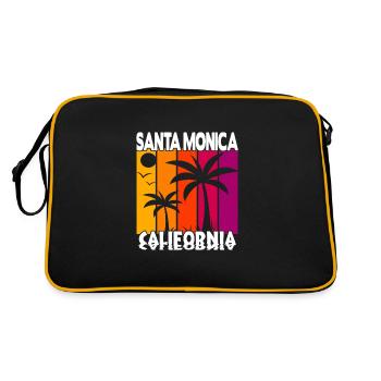 Santa Monica California Sonnenuntergang - Retro Tasche - Schwarz/Gold - Hinten