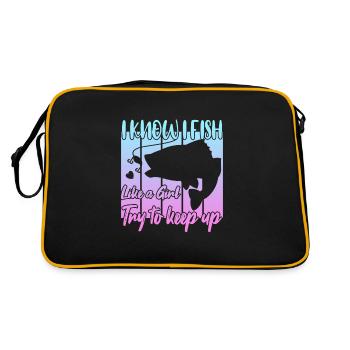 I Know i Fish Like a Girl - Retro Tasche - Schwarz/Gold - Hinten