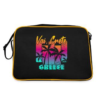 Vai Crete Greece - Retro Tasche - Schwarz/Gold - Hinten