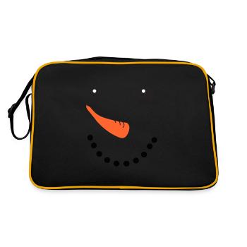 Schneemann Gesicht - Retro Tasche - Schwarz/Gold - Hinten