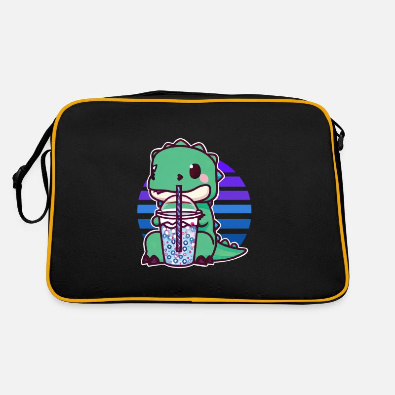 Dinosaurier trinkt Bubble Tea Retro Tasche