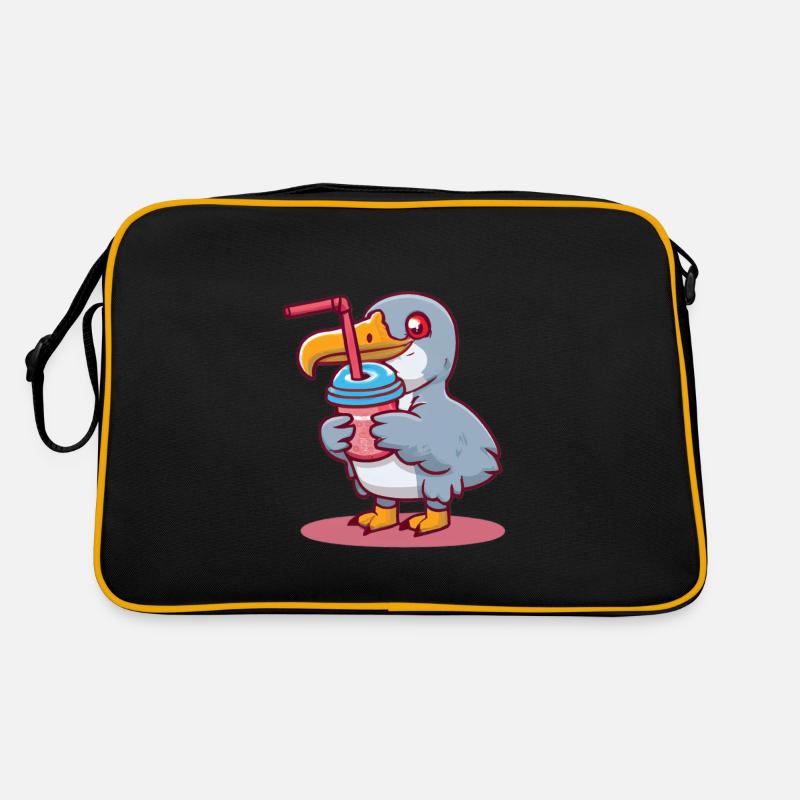 Shoebill stork drinks bubble tea Retro Bag