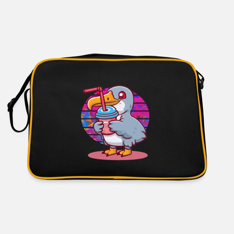 Shoebill stork drinks bubble tea Retro Bag