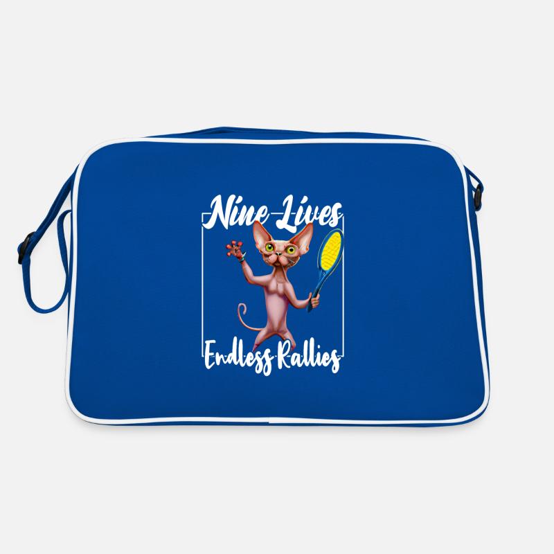 Tennis Sphynx Katze 9 Leben Retro Tasche