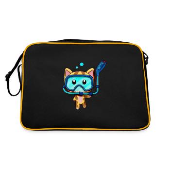 Cat Snorkel Diver snorkeling - Retro Bag - black/gold - Back