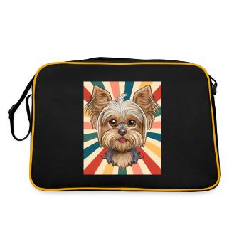 Niedliche Yorkshire Terrier Hunderasse 80er 90er Jahre Retro - Retro Tasche - Schwarz/Gold - Hinten