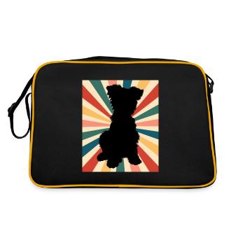 Niedliche Yorkshire Terrier Hunderasse 80er 90er Jahre Retro - Retro Tasche - Schwarz/Gold - Hinten