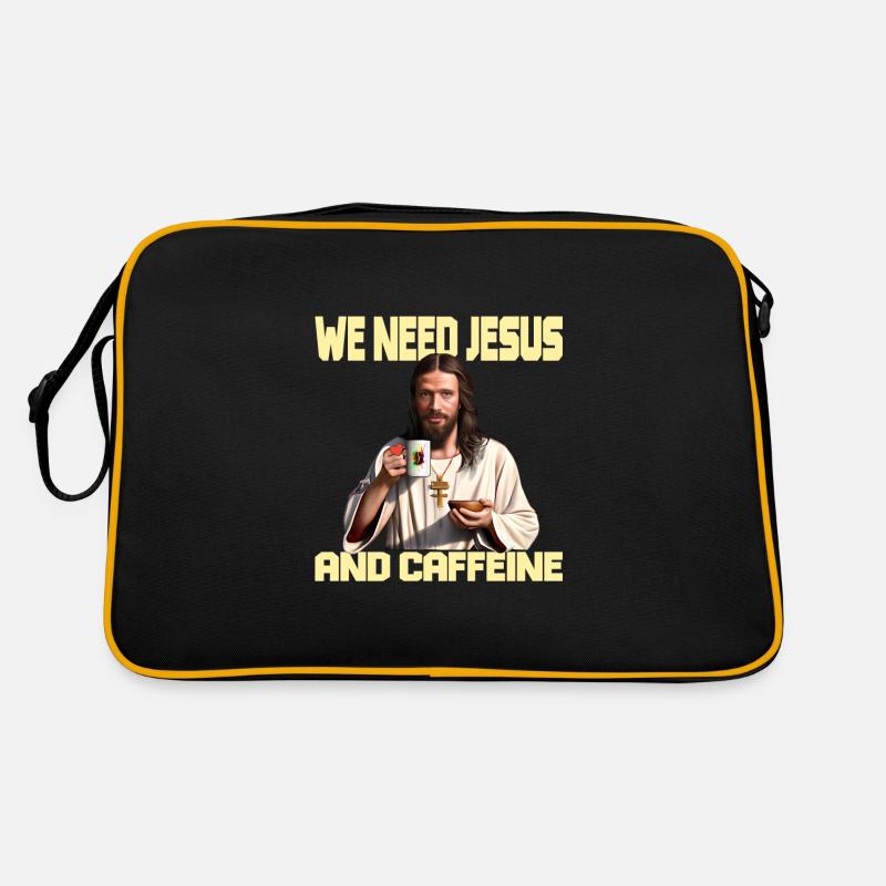Kaffee und Jesus Retro Tasche