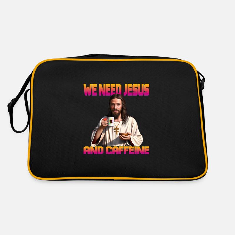 Kaffee und Jesus Retro Tasche