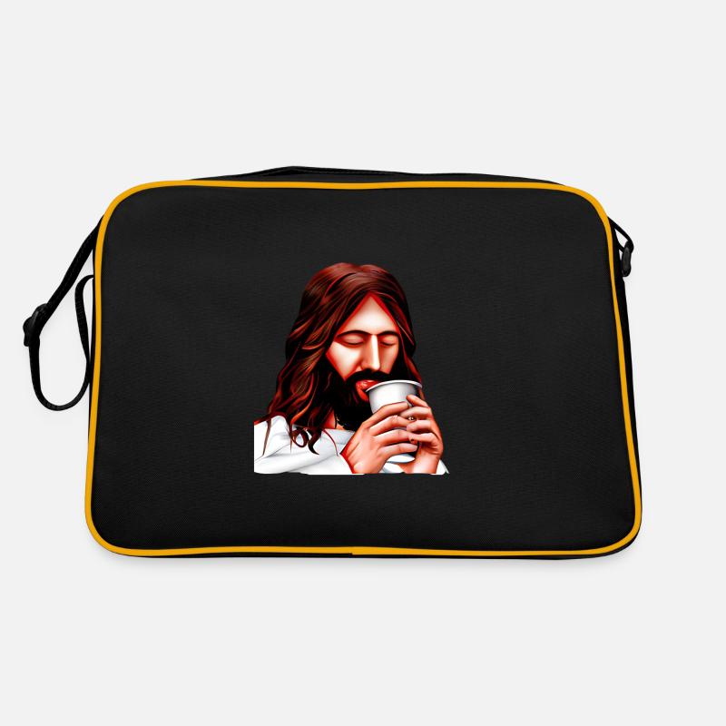 Jésus aimait le café - Sac Retro - noir/or