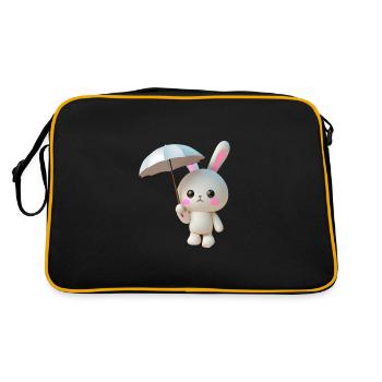 Regenschirm Hase - Retro Tasche - Schwarz/Gold - Hinten