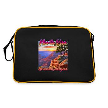 Sonnenuntergang North Rim Grand Canyon - Retro Tasche - Schwarz/Gold - Hinten