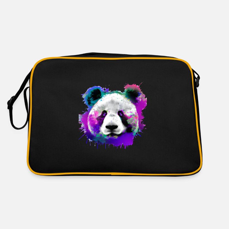 Panda coloré avec éclaboussures Sac Retro