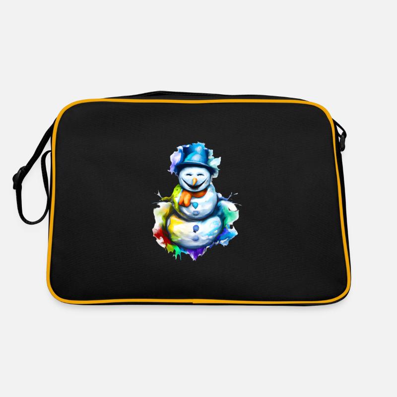 Bunter Schneemann im Lichterglanz Retro Tasche