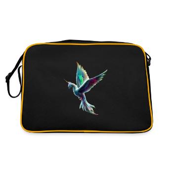Einhorn Vogel - Retro Tasche - Schwarz/Gold - Hinten