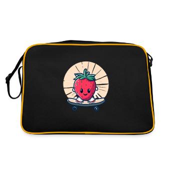 Skateboard fraise au coucher du soleil - Sac Retro - noir/or - Dos