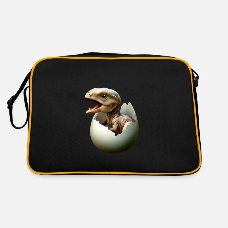 Baby dinosaur hatches from egg Retro Bag