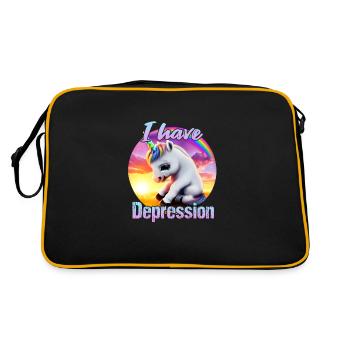 Depressed unicorn in sunset - Retro Bag - black/gold - Back