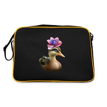 Canard avec chapeau de fleurs - Sac Retro - noir/or - Dos