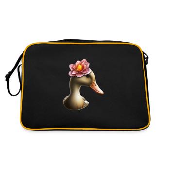 Canard avec chapeau de fleurs - Sac Retro - noir/or - Dos