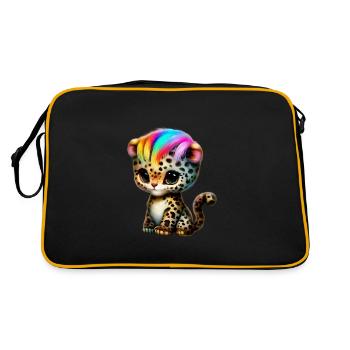 Leopard baby with rainbow mane - Retro Bag - black/gold - Back
