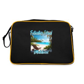 Paradiesliche Malediven Fulhadhoo Island - Retro Tasche - Schwarz/Gold - Hinten