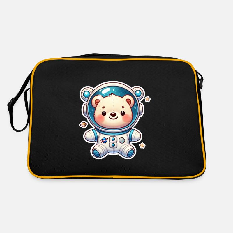 Teddybär Astronaut - Retro Tasche - Schwarz/Gold