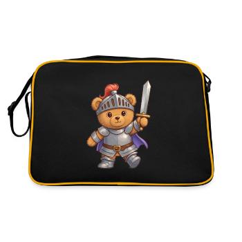 Teddybär Ritter - Retro Tasche - Schwarz/Gold - Hinten